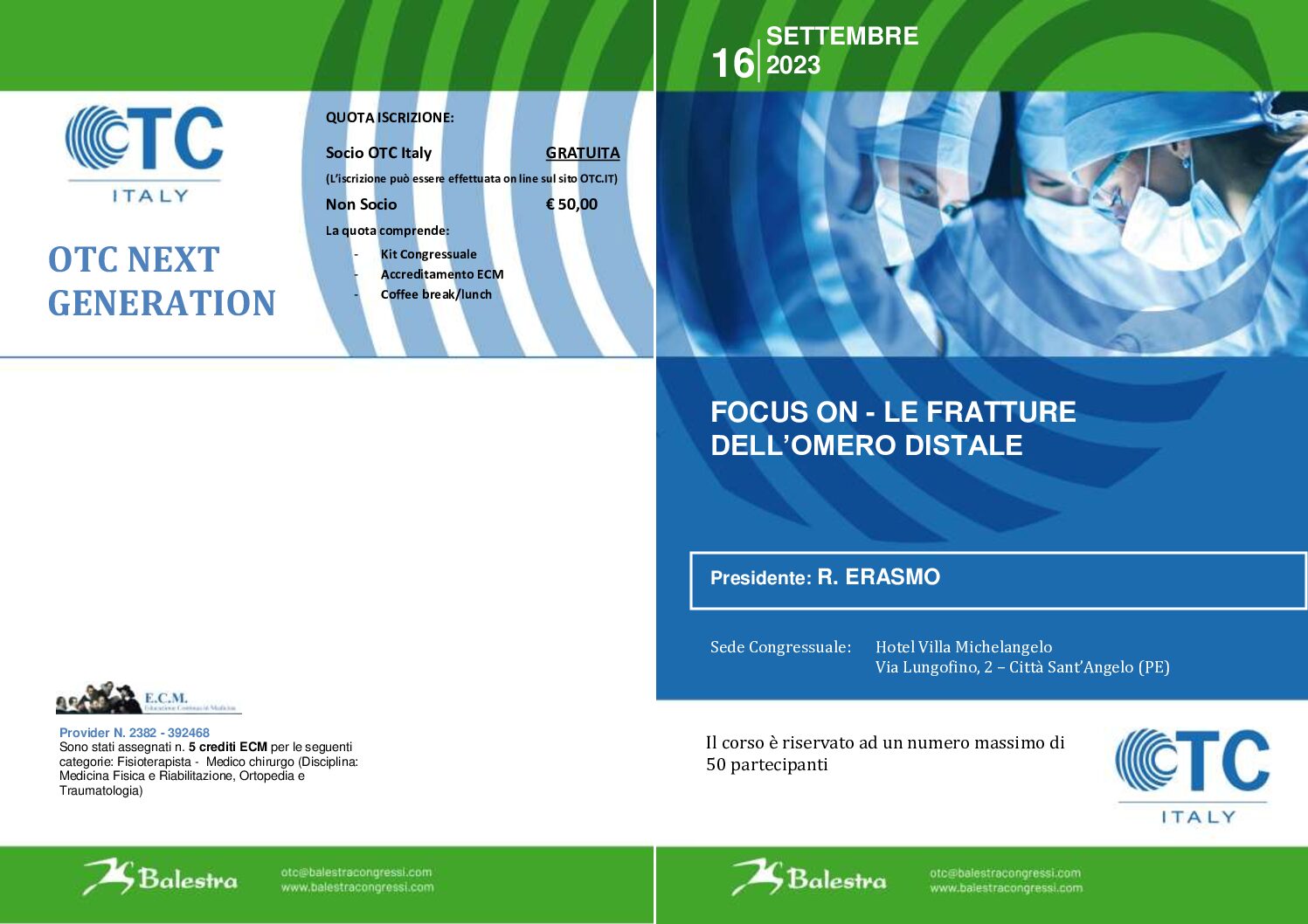 Locandina — 16 SET 2023 | FOCUS ON – LE FRATTURE DELL’OMERO DISTALE