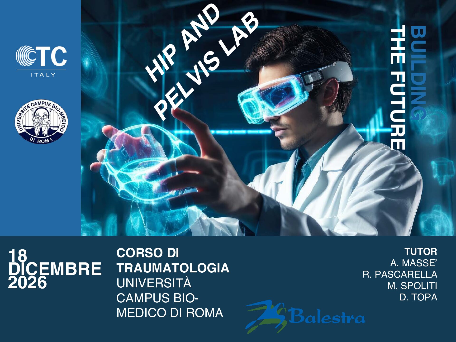 Locandina — 18 DIC 2026 | CORSO DI TRAUMATOLOGIA – HIP AND PELVIS LAB – BUILDING DE FUTURE
